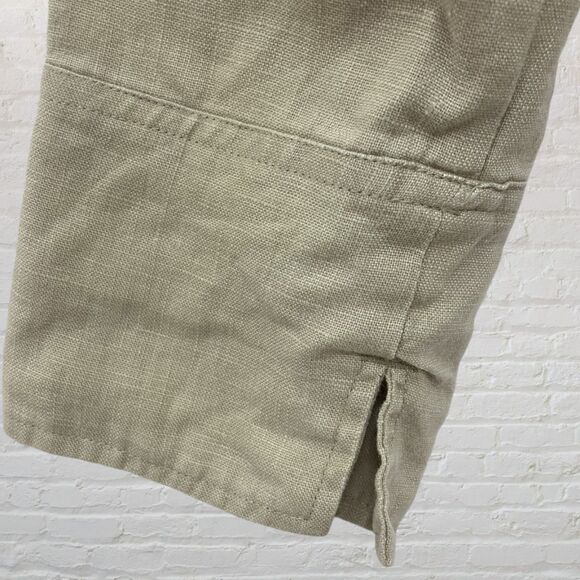 For The Republic Linen Blazer 12 Open Front Tan Pockets Casual Lightweight - Picture 9 of 13